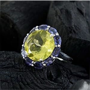 Beautiful large peridot Sterling Silver Gemstone stackable Ring